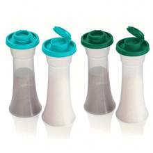 2 件装带盖塑料盐和胡椒瓶大号防潮盐瓶胡椒容器计时器带盖盐和胡椒架适用于家庭厨房餐厅露营