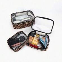 ENBEI 1pc Leopard Print Transparent Makeup Bag, Durable TPU Material, TSA-Approved Travel Toiletry Bag, Large Capacity Waterproof Travel Cosmetic Bag, Convenient Travel Makeup Organizer, Travel Toiletry Bag, Essential Items Gift Storage Bag, Zipper Accessories, Manicure Supplies - Multicolor - View 11