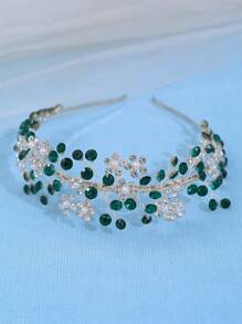 1 buc. Elegantă și plină de farmec pentru doamne, bandă de păr cu cristale pentru mireasă, cerc de păr pentru domnișoare de onoare, accesoriu de păr cu cristale lucrat manual pentru petrecerea de nuntă