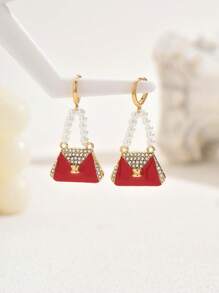 1 对法式可爱珍珠女士休闲耳环 - 彩色 - 查看 3