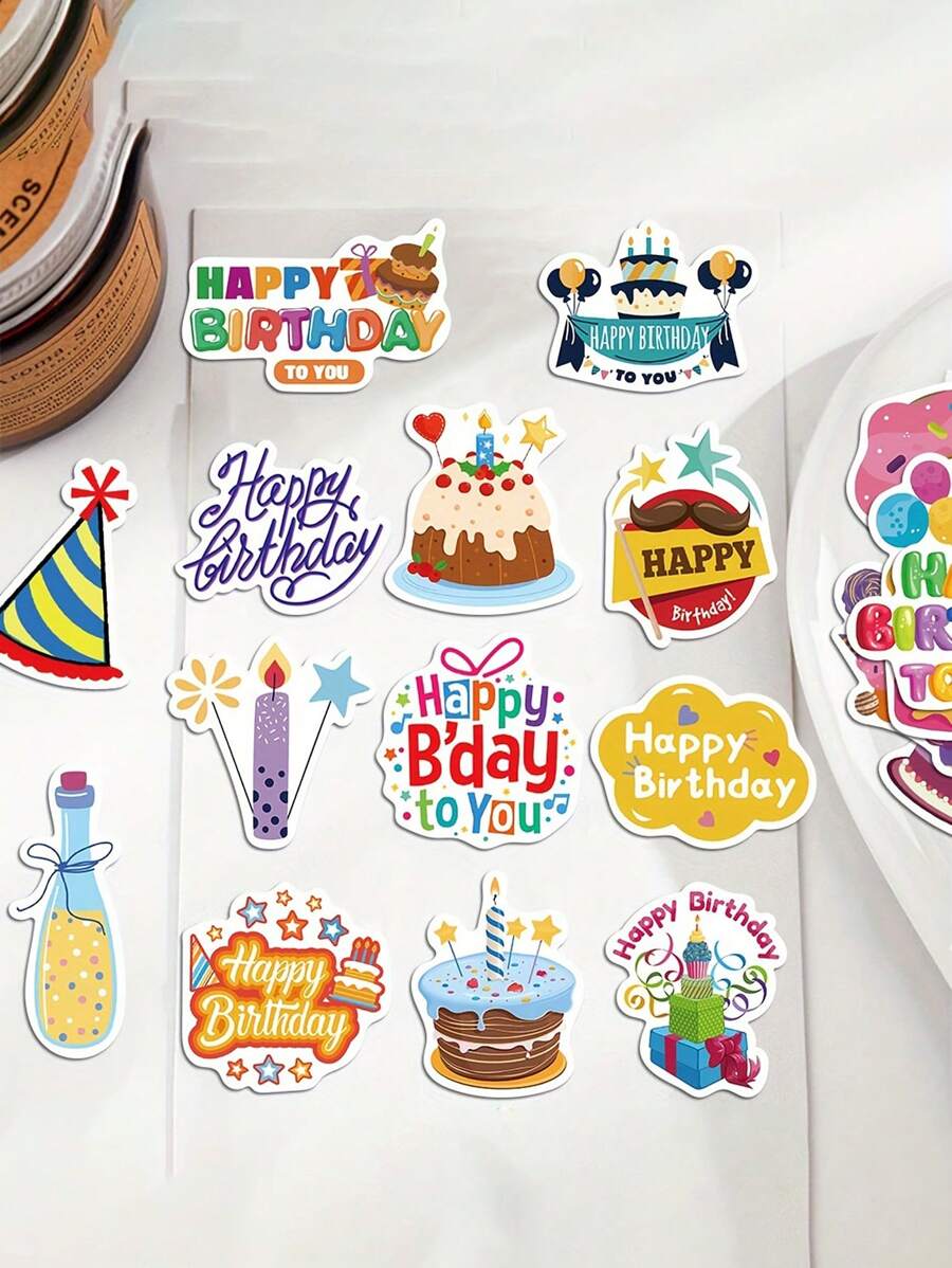 50 款新鲜卡通生日贴纸生日礼物装饰手机壳手工防水 DIY 贴纸礼物毕业房间装饰家居装饰墙壁装饰浴室装饰卧室装饰房间装饰用品客厅装饰房屋装饰家居装饰客厅墙壁艺术墙纸个性贴纸