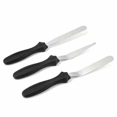 Kit 3 Espátulas Confeiteiro Para Bolos Decorados Pão Em Inox Multiuso