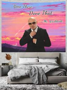 Tapisserie inspirée de la musique Mr 305 Pitbull Worldwide, décoration murale pour la maison, chambre à coucher, salon, chambre d'étudiant, décoration urbaine pour les fans de hip-hop et de légendes de la musique