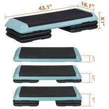 43'' Exercise Aerobic Step Platform Adjustable Fitness Stepper W/4 Risers Green