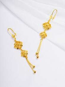 2 件时尚镂空花朵设计 24K 镀金耳环，送给女朋友、妻子、朋友、节日、生日的礼物，适合女士和女孩日常和节日佩戴 - 花型 - 查看 4