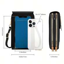 1 Piece Fashionable Women's Touch Screen Cross-Body Mobile Phone Bag, Adjustable Shoulder Strap, Card Slot, Zipper Closure, Lightweight And Compact Design, Suitable For Shopping, Travel And Daily Use, Shopping Accessories | Fashion Women's Bags | Bags, Mobile Wallets - Multicolor - View 4