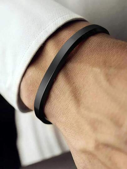 Erkekler İçin Şık Minimalist Paslanmaz Çelik Bilezik, Moda Rahat Çok Yönlü Aksesuar, Lüks Mücevher Tüm Kıyafetlere Uygun, Leke Tutmaz ve Deformasyona Dayanıklı, Sevgililer Günü, Babalar Günü İçin Mükemmel Hediye