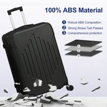 3 Piece Travel Suitcase With Corner Protectors, 20/24/28 Inch, Durable Hard Shell, 360 Degree Spinner Wheels, Multifunctional, Large Capacity, Lightweight, Fashionable Multicolor - 24inch Black - View 6