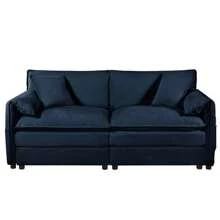 Deep Seat Sectional Sofa Cloud Couch With Ottoman Modern Chenille Comfy Love Seat Upholstered Modular L Shaped Couch For Living Room Apartment Office DIY Combination Blue