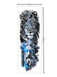 1 Sheet Glow In The Dark Tattoo Sleeve Tattoo Temporary Realistic Neon Tattoo Fake Sleeve Tattoo Fluorescent UV Full Sleeve Tattoo Men And Women Waterproof Fake Tattoo With Lion Lightning Suitable For Holiday Party Easter - Multicolor - View 5