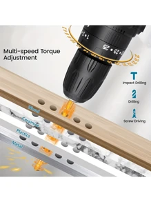 21V 无绳电钻套装 - 串珠和珠宝制作家用工具套装，包含锂电池、钻头套装和 LED 灯 - 非常适合 DIY 和家居项目，情人节男士礼物 - 彩色 - 查看 6