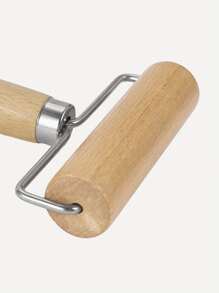 1pc Wooden Rolling Pin, Stainless Steel T-Shaped Dough Roller, Single-Handed Effort-Saving Pastry Rolling Pin For Dumpling Wrappers, Baozi Skin, Kitchen Baking Tool