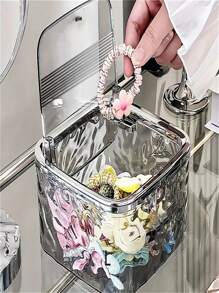 1 pieza Caja organizadora de accesorios para el cabello de escritorio de moda, organizador transparente para sujetadores y lazos de cabello