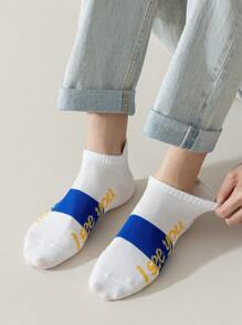 5 Pairs Men's Colorblock Shallow Boat Socks, No Show Socks, Suitable For Casual & Sports Wear, Spring/Summer - Multicolor - View 6