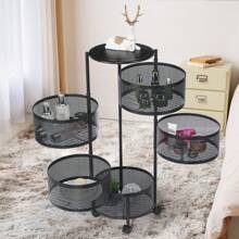 OYAJIA 6-Tier Round Rotating Kitchen Storage Cart: Space-Saving With 5 Circular Rotating Shelves. Ideal For Vegetables, Fruits & Kitchen Essentials. Mobile, Versatile & Perfect For Corner Organization