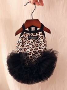 Sexy Leopard Print Pet Dress - Knitted Mesh Ballet Tutu Cake Dress For Cats & Small Dogs, Princess Style Puppy Kitty Clothing - Black - View 16