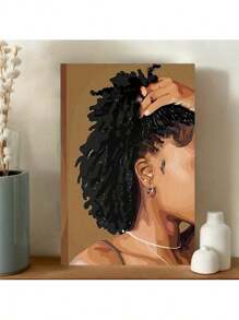 Self-Reflection" Minimalist Afro Art Print - Woman With Natural Curls, Earthy Tones,  Canvas Poster For Living Room & Bedroom Decor, Modern, Portrait-1 Pc Wooden Framed Canvas Painting -  Thickness 2.25cm/0.9inch,Valentine's Day Decorations At Home,Valentine's Day,New Year,Home Gift Decoration, Room Decoration Aesthetic, Wall Decoration Art, Perfect Gift, Autumn And Winter Wall Decoration, Living Room Decoration, Bedroom Decoration, Kitchen Decoration, Entry Decoration, Bathroom Decoration, Direct Wall Painting, High Quality Wall Painting Poster ,Easter  Easter Decorations For Women