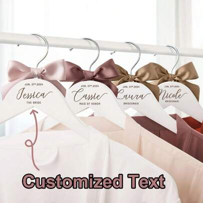 1 Pc Solid Wood Hanger, Personalized Bride Hangers For Wedding Dress, Custom Name Engraved Wooden Hanger Flower Girl, Bridesmaid, Maid Of Honor Gifts, Multi-Functional, Anti-Mold, Ornamental, High-Quality, Adorable, Modern, Custom, Unique, Personalized, Ideal Gifts For Her, Her, Boyfriend, Girlfriend, Dad, Mom, Family, Friends, Son, Daughter, Kids, For Anniversaries, For Birthdays