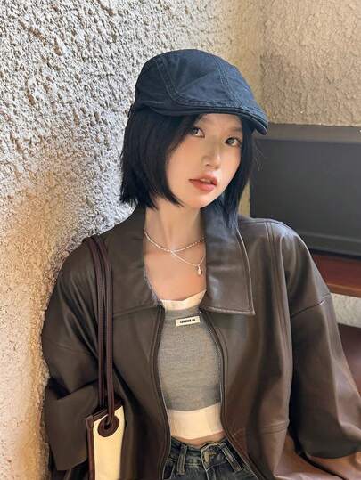 1pc Unisex Retro British Style Newsboy Cap, Women Street Casual Beret, Men Solid Color Minimalist Newsboy Hat,Couple Spring/Summer Painter Cap, Versatile