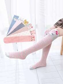 1 Pair Cartoon Children Breathable Knee-High Socks, Suitable For Everyday Wear