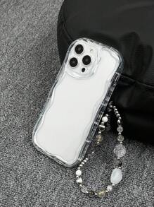1个透明波浪纹TPU防震手机壳，带腕带，简约设计，兼容 X、XR、XS Max、11、12、13、13 Pro、13 Pro Max、14 Pro Max、15、15 Pro、15 Plus、15 Pro Max、16、16 Pro、16 Plus、16 Pro Max、17、17 Air、17 Pro、17 Pro Max - 無色 - 查看 5
