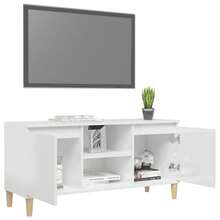 Meuble  avec pieds en bois blanc brillant 103,5x35x50 cm