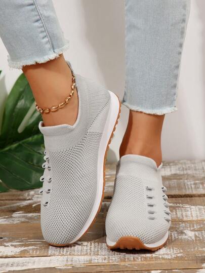 Women's New Soft, Comfortable And Lightweight Do Not Wear Feet Indoor Outdoor Lace-Up Net Surface Personalized Casual Sports Shoes, Breathable Shoes, Student Shoes, Light And Comfortable, A Slip-On Casual Sports Shoes 36-41 Size