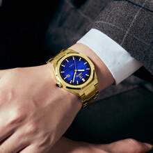 NARY 奢华时尚的男士金色手表，防水，石英机芯，夜光指针和日期显示。非常适合日常佩戴、节日场合、圣诞节礼物或节日礼物。