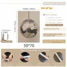 1 件，帆布悬挂，带框装饰画，海报，墙壁艺术，别致的迪斯科球海报印刷品 - 复古风格镜面球帆布艺术，非常适合现代简约装饰，适用于客厅、卧室、家庭办公室、宿舍 | 时髦学院风墙壁艺术 - 彩色 - 查看 11