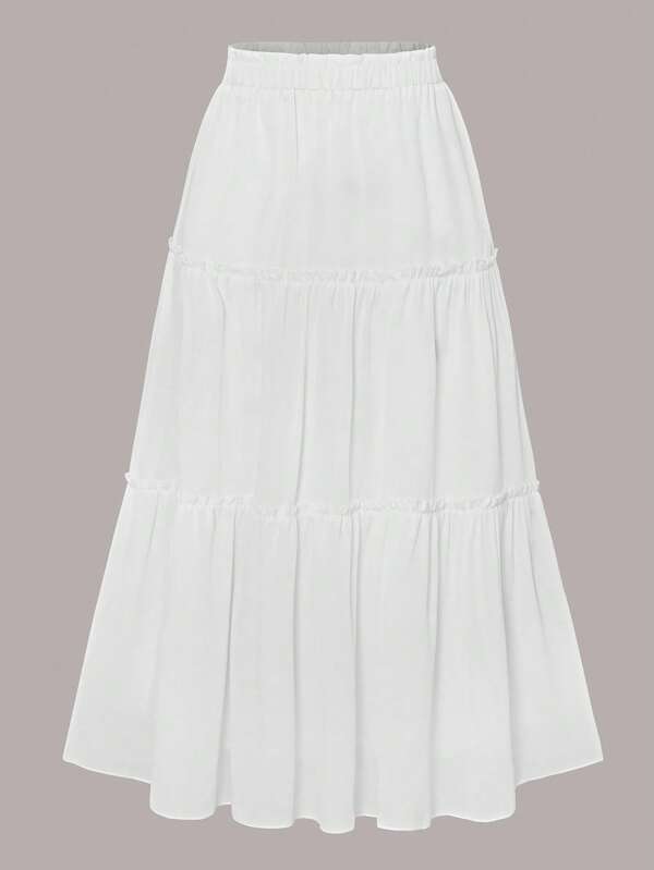 Women's Solid Color Simple Ruffle Trim Skirt