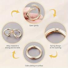 10pcs Metallic O-Ring Snap Hooks Suitable For DIY Jewelry, Openable Round Keychain Carabiner Clip Dog Leash Connector - Multicolor - View 10