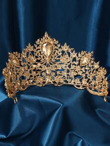 Baroque Crown And Tiara Gold Crystal Pearl Bride Wedding Queen Crowns Decorative Princess Tiaras Rhinestone Hair Accessories For Women And Girls - Multicolor - View 11