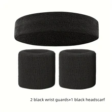 Set Of Unisex Sports Headbands And Hand Straps - 1-3 Pieces, Solid Color, Medium Stretch Polyester, Sweat-Absorbent Sports Gear, Suitable For Running, Yoga, Outdoor Activities, Basketball, Volleyball, Badminton - Not Charged