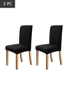 2/4/6 piezas Cubierta unicolor elástica para silla, cubierta protectora para silla de comedor y asiento decorativo de casa - Negro - Ver 8