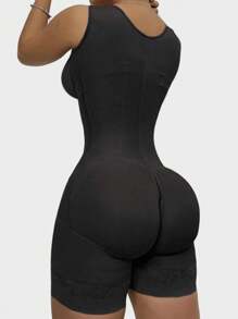 1pc High Compression Body Shaper Shapewear Romper For Women Tummy Control Post Surgery Full Body Shaper Butt Lifter With Open Crotch - Black - View 4