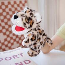 Juguete de peluche suave y lavable de 25 cm/9.84 pulgadas con forma de animales de la jungla, títere de mano para el juego de roles de niños con león, canguro, elefante, jirafa, cerdo, mono, con boca abierta como accesorios de actuación, muñeco de peluche que ofrece a los niños un gran títere de dedo
