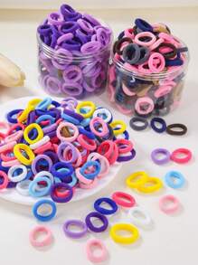 300pcs Girl Violet Simple Basic Hair Ties, Hair Ropes, Scrunchies,Hair Decorations For Braiding, Daily Use, Non-Damaging - Multicolor - View 7