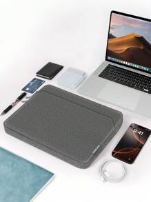 SENLASI 1pc Solid Casual Laptop Sleeve For 13.5 14 15.6 Inch Laptop, Laptop Bags ForMacBook,IPad, Chromebook Surface Notebook, Portable Laptop Sleeves Blue Black Gray - Multicolor - View 10