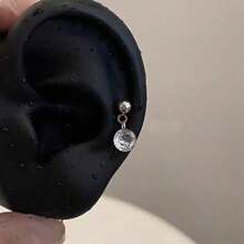 1PC CZ Heart Helix Piercing Ear Piercing Zirconia Earring Stainless Steel Tragaus Body Piercing Ear Stack For Daily Wear - Silver - View 3