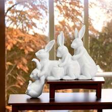 4 Rabbits Figurines Resin Sculpture Decoration For Home Desktop Decoration - 白色 - 查看 6