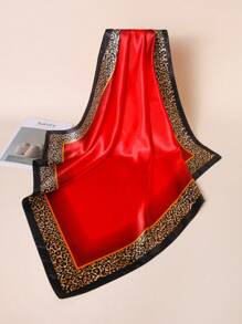 1pc Women's Elegant Vintage Leopard Print 90cm Square Scarf, Versatile Bandana, Headband, Hair Scarf Suitable For Casual And Street Outfit - Multicolor - View 3