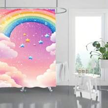 4pcs Shower Curtain Non-Slip Carpet Set, Wedding Date Floral Elements, Toilet Lid, Bath Mat - Includes 12 Plastic Hooks - Waterproof Polyester Fabric, Quick Drying, Non-Slip, Ring Top, Machine Washable Home Decor, Shower Decor Accessories,