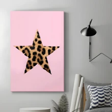 1pc Framed Canvas Poster, Pink Leopard Star Wall Art Canvas Paintings, Ideal Gift For Bedroom Living Room Corridor, Wall Art, Wall Decor, Winter Decor, Room Decoration - 彩色 - 查看 5