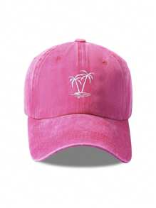 1pc New Women's Embroidered Palm Tree Washed Baseball Cap, Adjustable Outdoor Leisure Cap Suitable For Outdoor Travel And Sun Protection - Baseball Cap - View 18