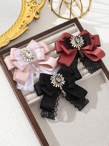 1pc Elegant Sunflower Rhinestone Decor Bow Fabric Extra Large Brooch, Luxurious Jewelry Brooch Pin, Suitable For Daily Wear, Gift For Occasions - classic - View 3