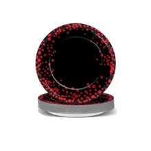 Juego de 10 piezas/20 piezas de platos de fiesta negros y rojos, suministros para fiesta, platos de cumpleaños con puntos rojos sobre negro, decoraciones de mesa para fiestas de cumpleaños, baby shower, bodas y aniversarios - Multicolor - Ver 5