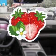 Odświeżacz powietrza do samochodu o zapachu truskawki - papierowa tabletka zapachowa, eliminator zapachów, stylowa ozdoba do zawieszenia na lusterku wstecznym do dekoracji wnętrza pojazdu