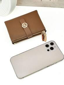 MINGYOU Women Short Snap Wallet PU Leather Soft Multi-Function Fashion Casual Card Holder Zipper Simple Student Coin Purse Minimalist Stylish Portable Wallet Purse Wallet Mini Wallet Small Wallet - Brown - View 3