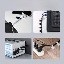 20 件尼龙线夹 - 黑色和白色，桌面数据线和电脑线整理器