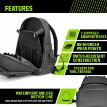 JAKAH Extreme Tool Rucksack, Heavy Duty Bag With Padded Shoulder, , Water Resistant Tool Rucksack/Black - Black - View 11